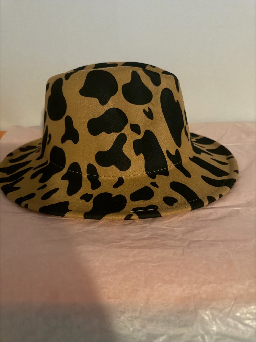 Leopard Print Wide Brim Hat - Tan and Black